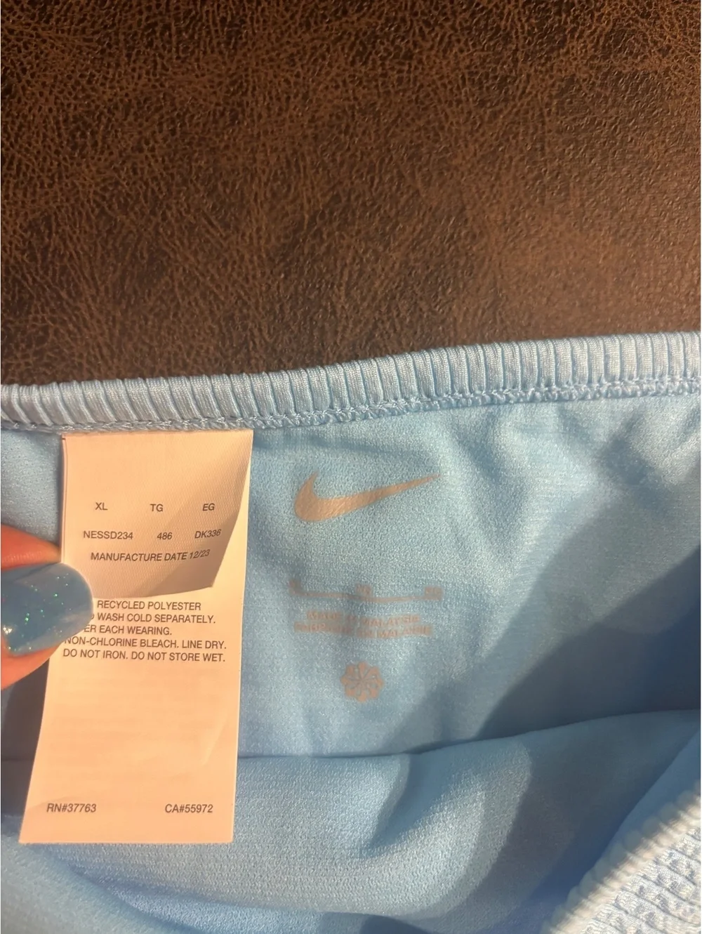 Nike Swim Ribbed Bikini Bottom XL Blue Textured High Leg NWT Move to Zero